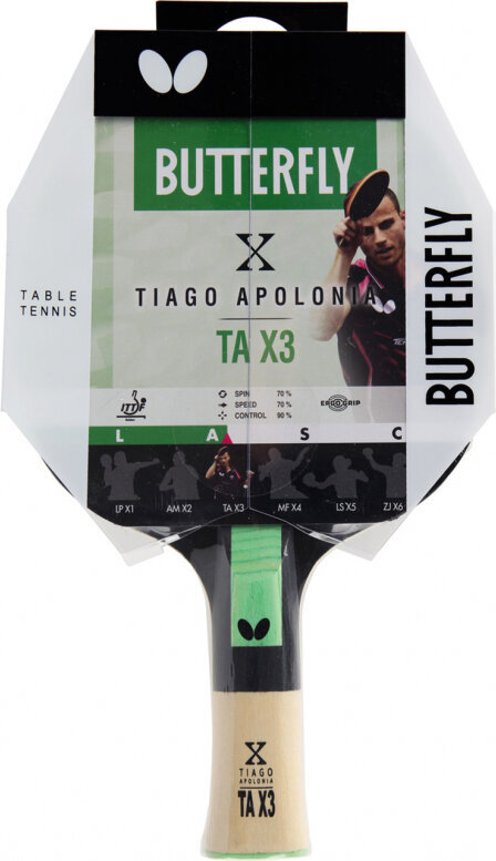 Stalo teniso raketė Butterfly Tiago Apolonia TAX3, raudona/juoda цена и информация | Stalo teniso raketės, dėklai ir rinkiniai | pigu.lt