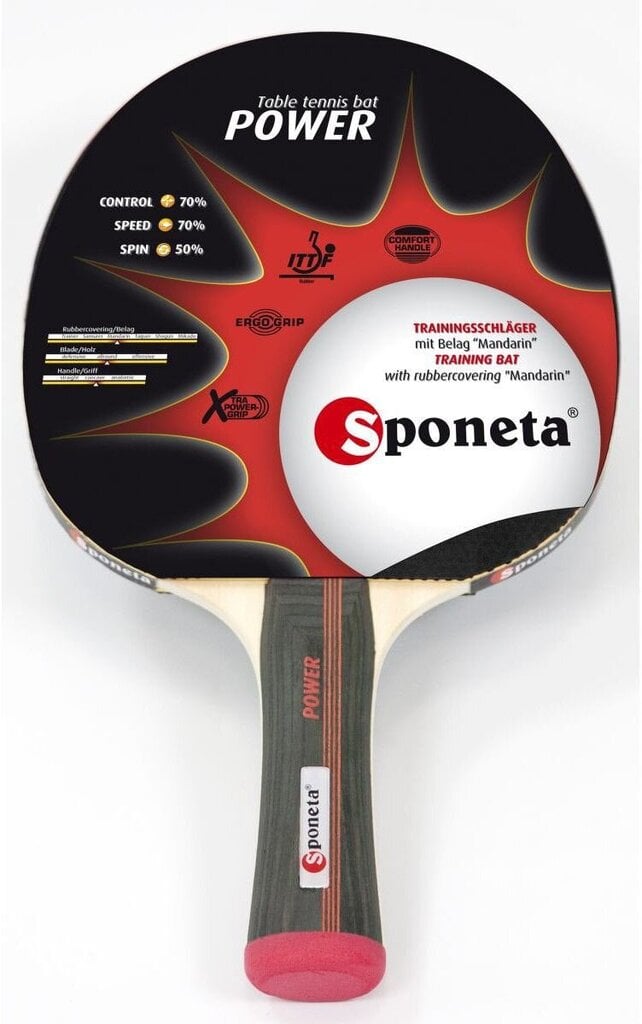 Stalo teniso raketė Sponeta, 1 vnt, juoda цена и информация | Stalo teniso raketės, dėklai ir rinkiniai | pigu.lt