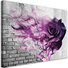 Reprodukcija Purpurinė rožė fone su plytomis kaina ir informacija | Reprodukcijos, paveikslai | pigu.lt