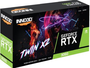 Inno3D GeForce RTX 3060 8GB Twin X2 (N30602-08D6X-11902130) цена и информация | Видеокарты (GPU) | pigu.lt