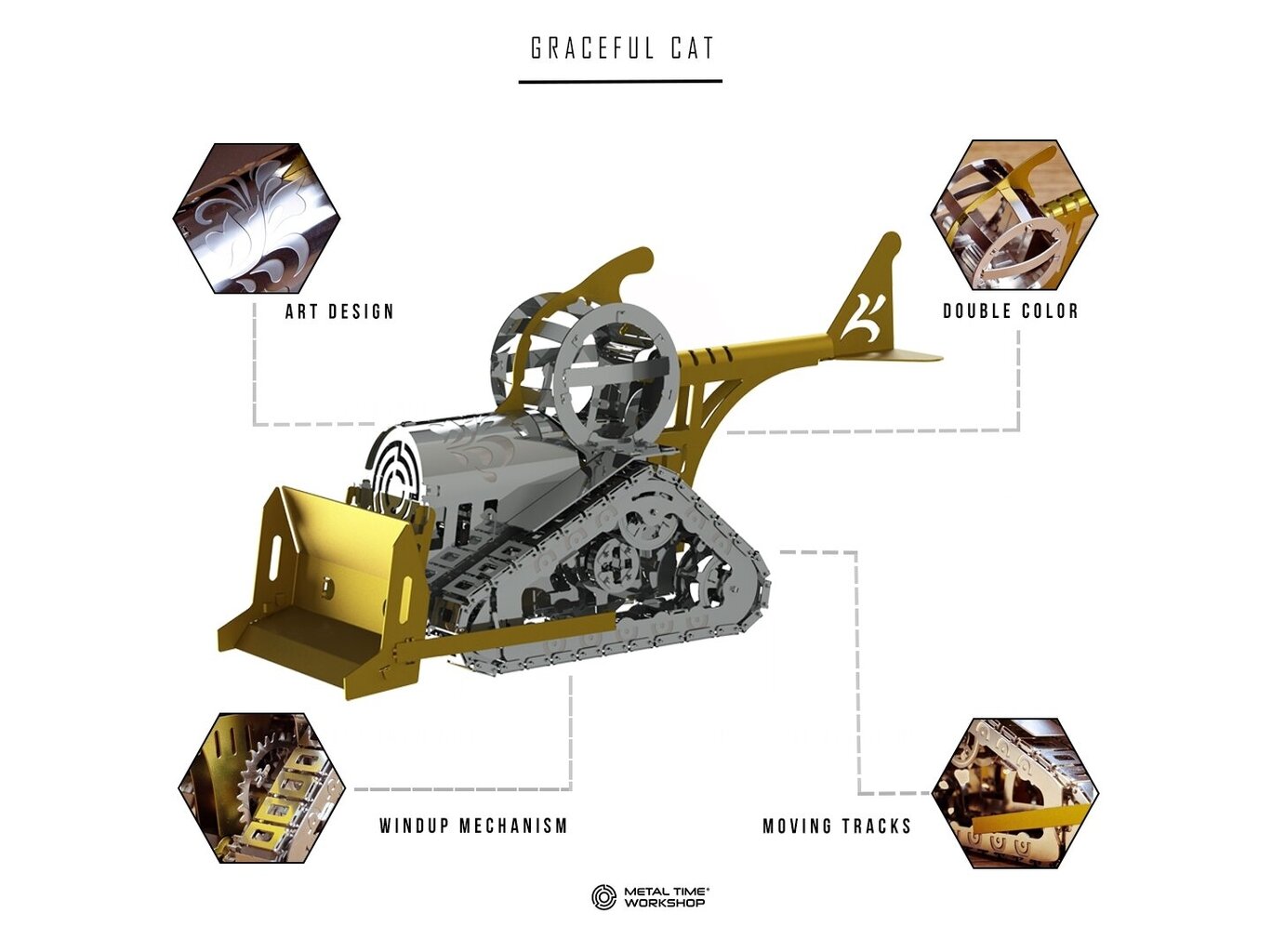 Konstruktorius Metal Time Graceful CAT (mechaninis) MT073 kaina ir informacija | Konstruktoriai ir kaladėlės | pigu.lt