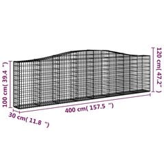 Išlenkti gabiono krepšiai vidaXL, 400x30x100/120cm цена и информация | Заборы и принадлежности к ним | pigu.lt