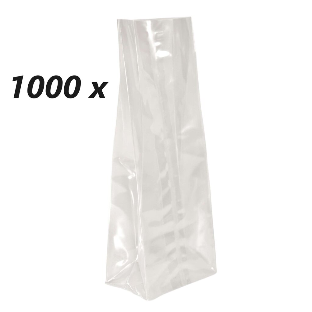 Polipropileniniai maišeliai plokščiu pagrindu 90/60/180 mm, 1000 vnt. kaina ir informacija | Maisto saugojimo  indai | pigu.lt