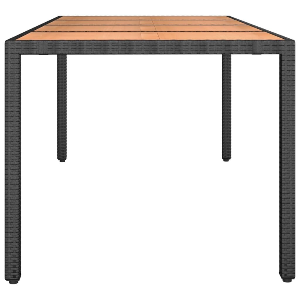 Stalas su mediniu stalviršiu vidaXL, juodas цена и информация | Lauko stalai, staliukai | pigu.lt