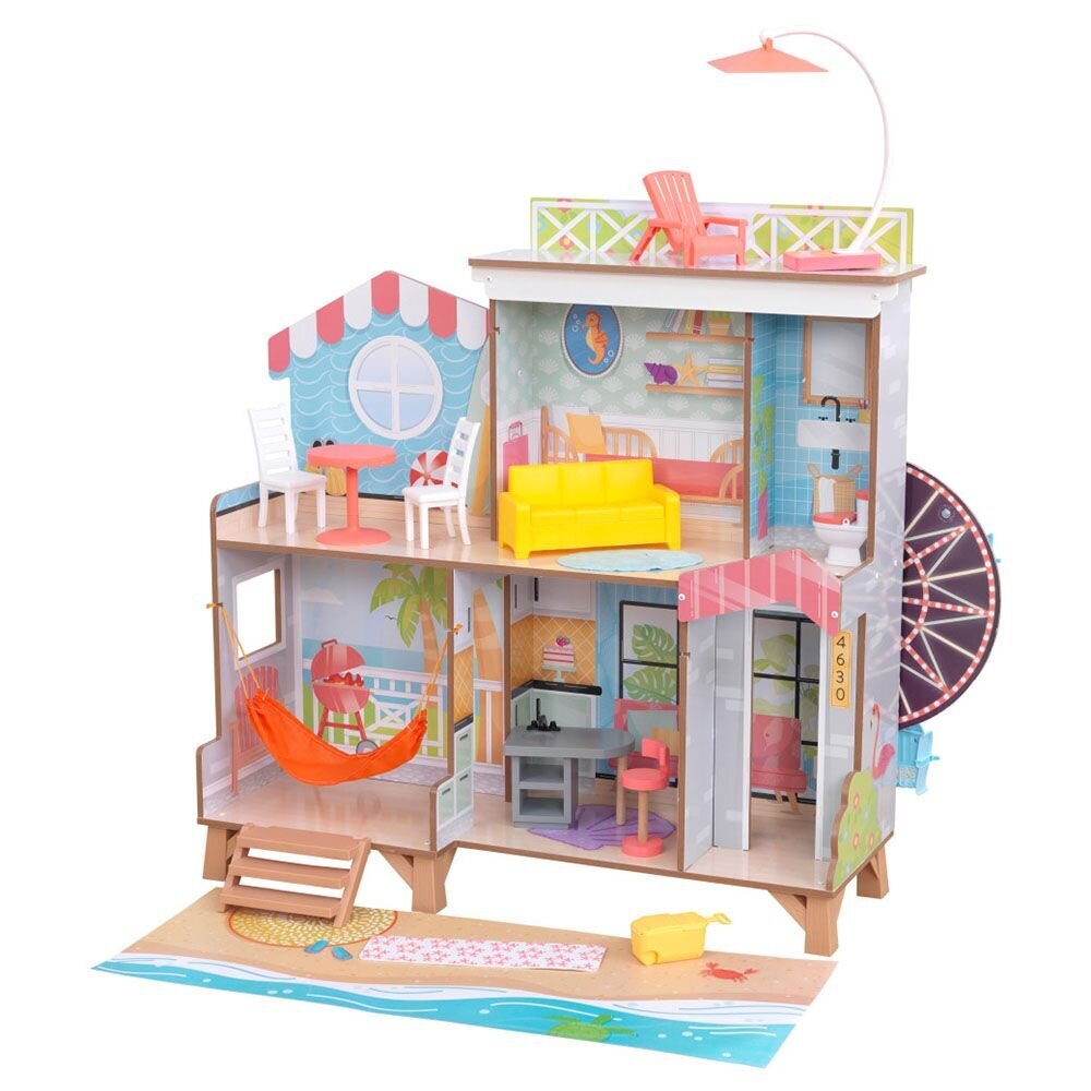 Lėlių paplūdimio namas Kidkraft Ferris Wheel Fun Beach House kaina ir informacija | Žaislai mergaitėms | pigu.lt