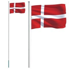 VidaXL Danijos vėliava su stiebu, 6,23 m kaina ir informacija | Vėliavos ir jų priedai | pigu.lt