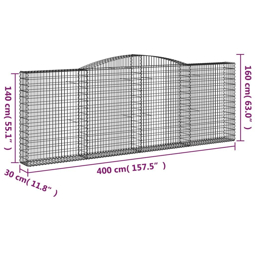 Gabiono krepšiai vidaXL 400x30x140/160 cm kaina ir informacija | Tvoros ir jų priedai | pigu.lt