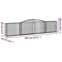 Gabiono krepšiai vidaXL 400x30x80/100 cm kaina ir informacija | Tvoros ir jų priedai | pigu.lt