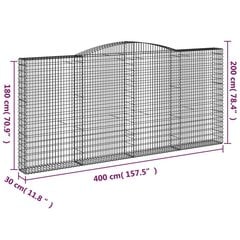 Gabiono krepšiai vidaXL 400x30x180/200 cm цена и информация | Заборы и принадлежности к ним | pigu.lt