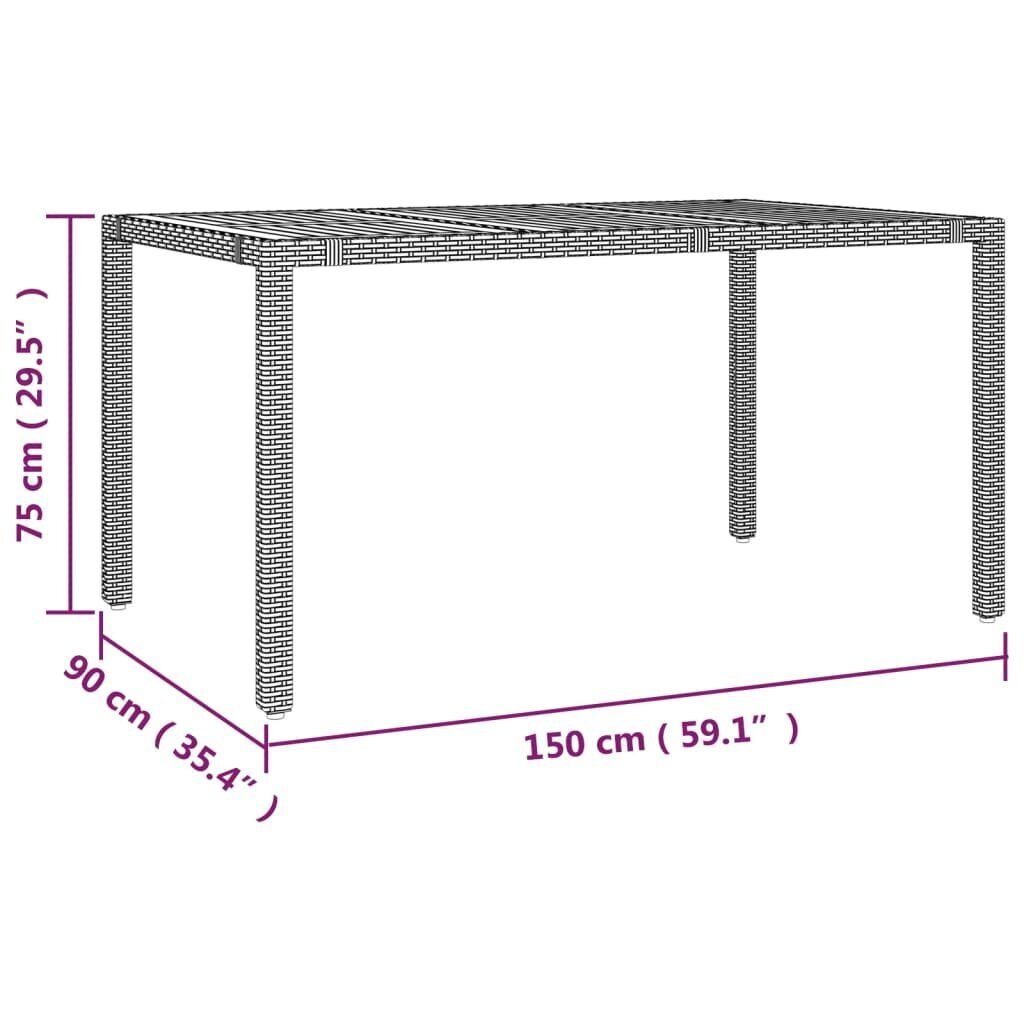 Stalas su mediniu stalviršiu vidaXL, juodas kaina ir informacija | Lauko stalai, staliukai | pigu.lt