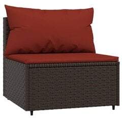 Vidurinė sodo sofos dalis su pagalvėlėmis vidaXL, ruda kaina ir informacija | Lauko kėdės, foteliai, pufai | pigu.lt