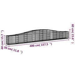 Išlenkti gabiono krepšiai vidaXL, 400x30x40/60cm цена и информация | Заборы и принадлежности к ним | pigu.lt