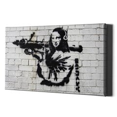 Настенный печатный холст Banksy граффити Мона Лиза с базукой Стильный декор интерьера - 60 х 40 см цена и информация | Интерьерные наклейки | pigu.lt
