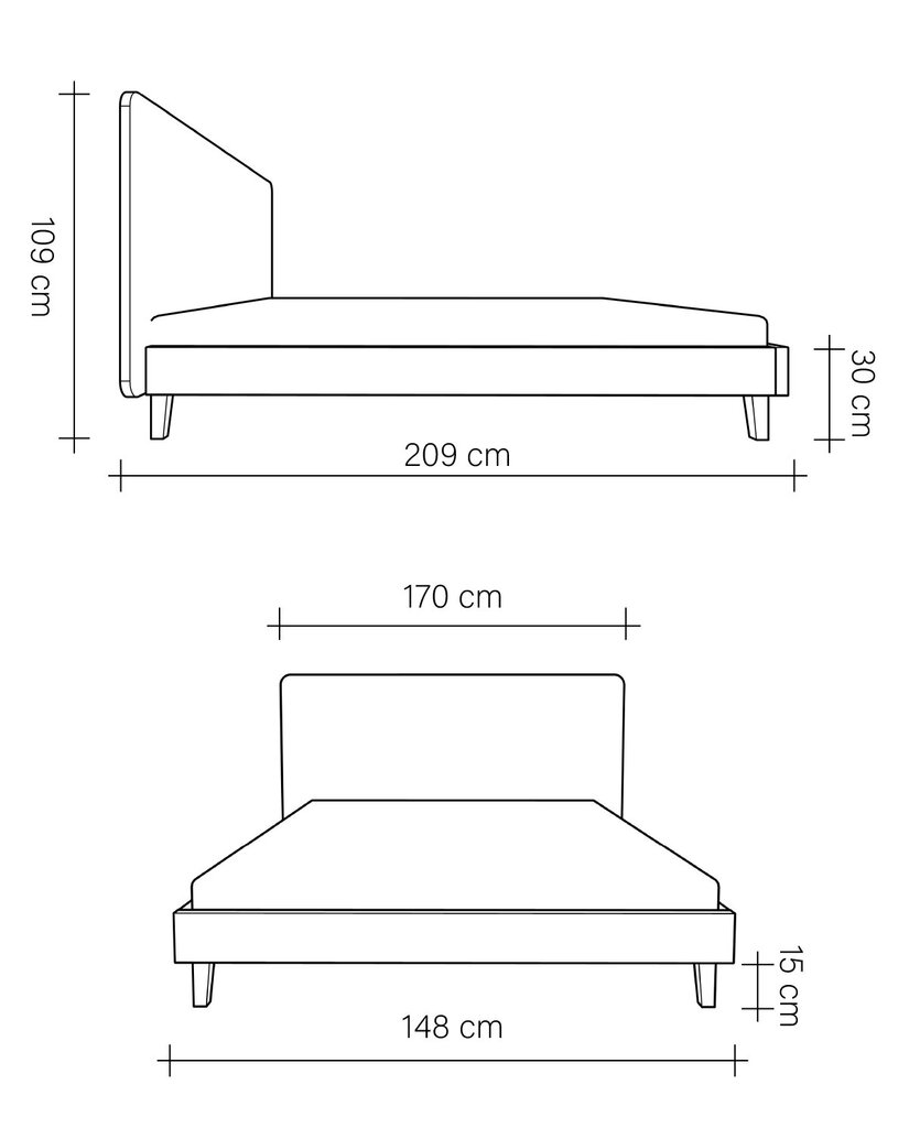 Lova Slim, 140x200 cm, pilka kaina ir informacija | Lovos | pigu.lt