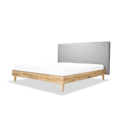 Дубовая кровать Slim, 140x200, светло-серый цена и информация | Кровати | pigu.lt