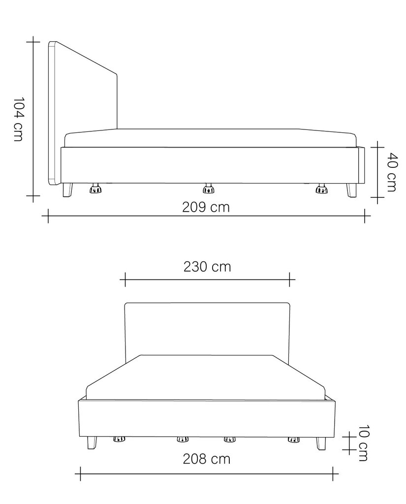 Lova Slim, 200x200 cm, šviesiai pilka kaina ir informacija | Lovos | pigu.lt