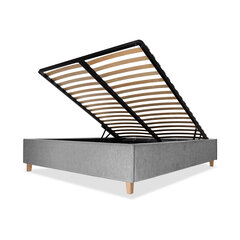 Кровать с обивкой Flat, 160x200, светло-серый цена и информация | Кровати | pigu.lt