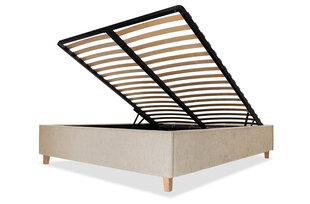 Кровать с обивкой с ящиком для хранения Flat, 200x200, бежевый цена и информация | Кровати | pigu.lt