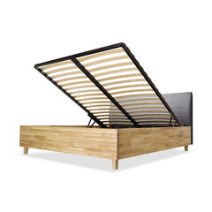 Дубовая кровать с ящиком для хранения Con, 200x200, серый цена и информация | Кровати | pigu.lt