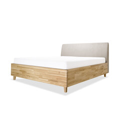 Кровать с обивкой с ящиком для хранения Con, 160x200, бежевый цена и информация | Кровати | pigu.lt