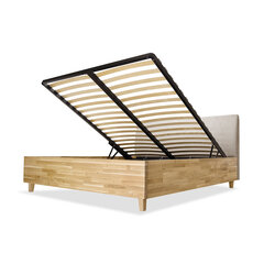 Дубовая кровать с ящиком для хранения Con, 180x200, бежевый цена и информация | Кровати | pigu.lt