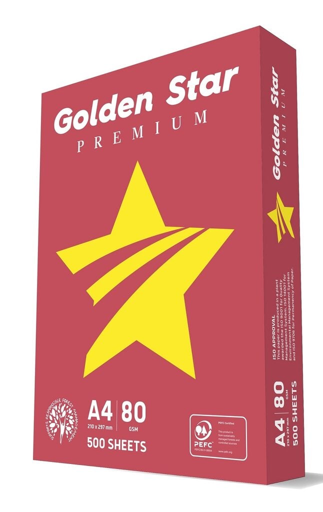 Biuro kopijavimo popierius Golden Star, A4, 80gsm, 500 lapų цена и информация | Sąsiuviniai ir popieriaus prekės | pigu.lt