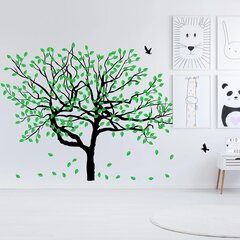 Виниловая наклейка на стену Птицы, Дерево с зеленой листвой Декор интерьера - 129 х 180 см цена и информация | Интерьерные наклейки | pigu.lt