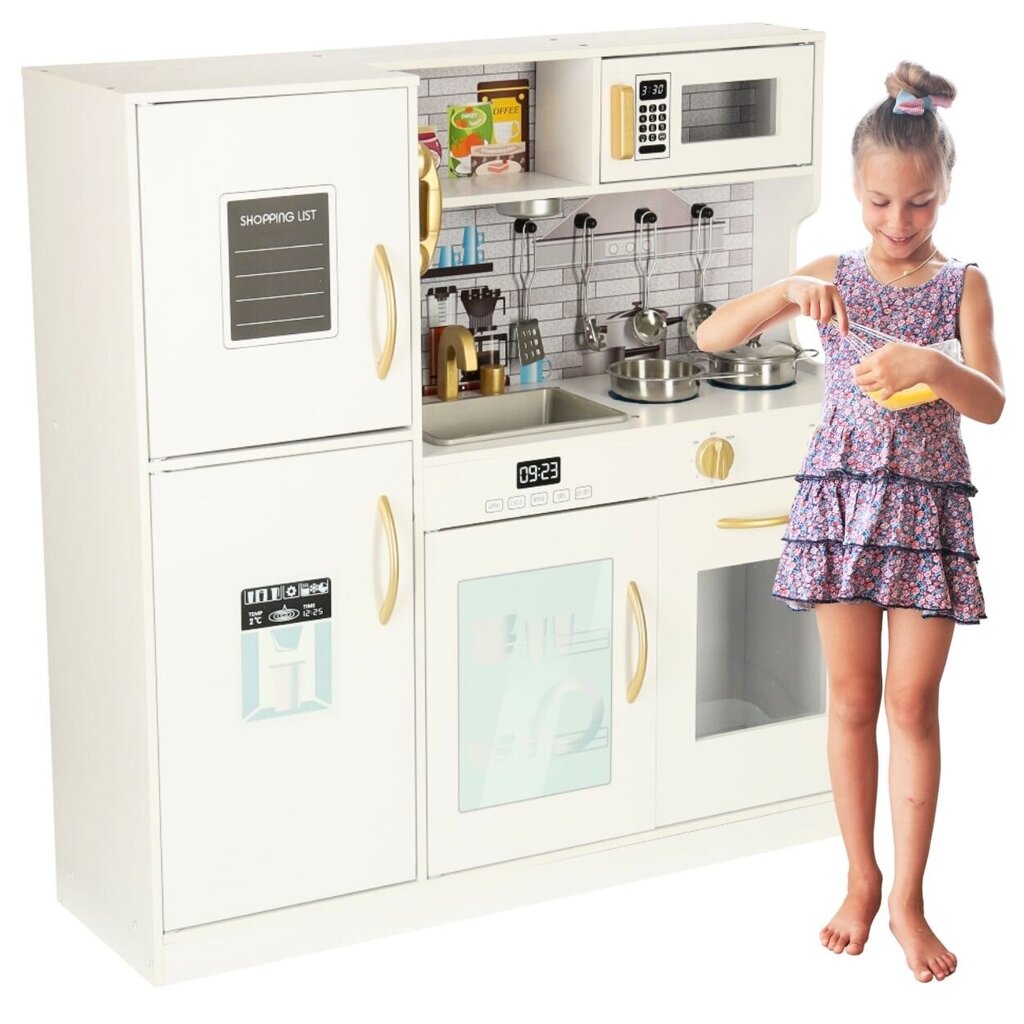 Medinė virtuvelė, balta kaina ir informacija | Žaislai mergaitėms | pigu.lt
