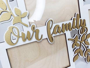 Свадебная белая деревянная фоторамка с декором из птичек и веточек с листьями и надписью “Our family” цена и информация | Рамки, фотоальбомы | pigu.lt