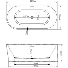 Akrilinė vonia NOVA 208, 170 cm balta/juoda dešinė kaina ir informacija | Vonios | pigu.lt