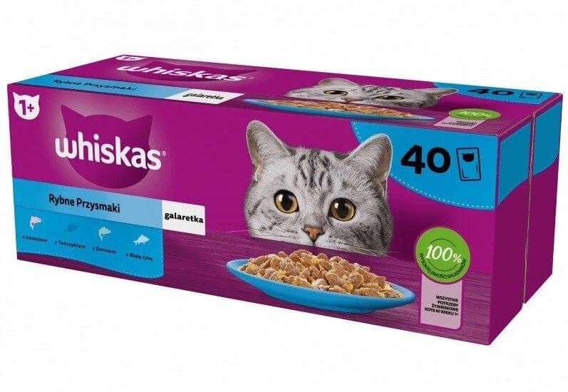 Whiskas Fish Favourites in jelly katėms, 40x85 g kaina ir informacija | Skanėstai katėms | pigu.lt