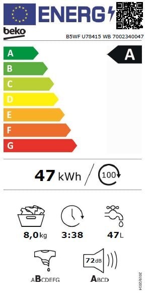 Beko B5WFU78415WB kaina ir informacija | Skalbimo mašinos | pigu.lt