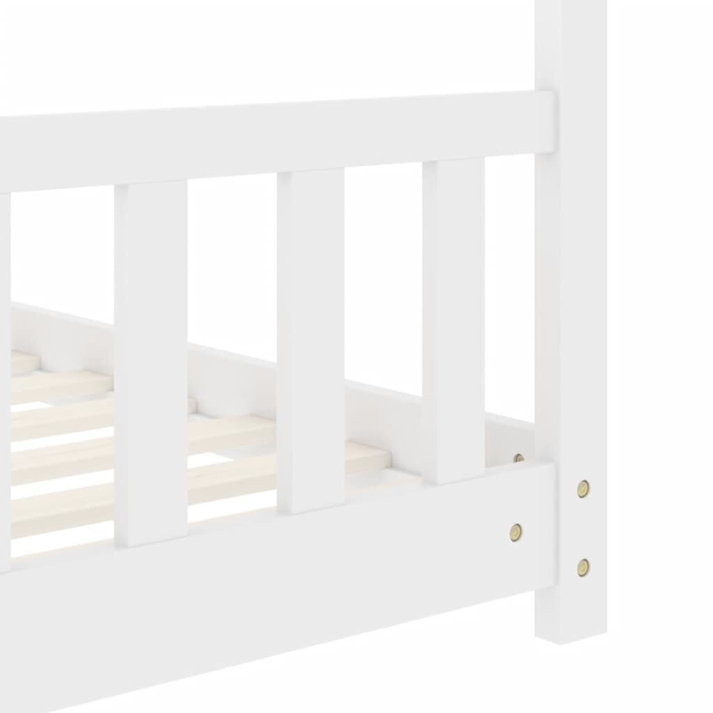 vidaXL Vaikiškos lovos rėmas, baltos spalvos, 70x140cm, pušies masyvas kaina ir informacija | Vaikiškos lovos | pigu.lt