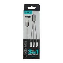 Romoss CB25A 3in1 USB-C | Lightning | Micro 3A USB cable 1.5m (gray) цена и информация | Кабели для телефонов | pigu.lt