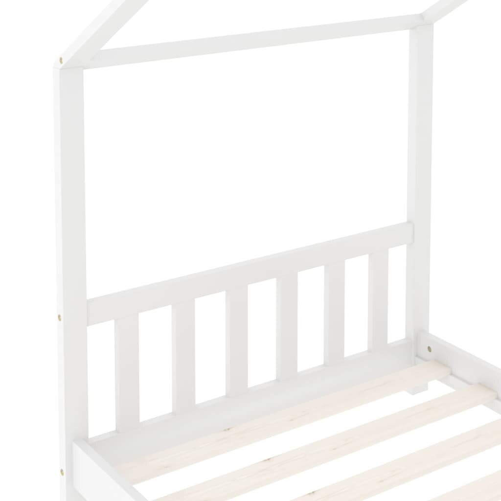 vidaXL Vaikiškos lovos rėmas, baltos spalvos, 80x160cm, pušies masyvas kaina ir informacija | Vaikiškos lovos | pigu.lt