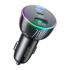 Car charger Joyroom JR-CL26, 2x USB-C PD, 1x USB 70W (black) цена и информация | Зарядные устройства для телефонов | pigu.lt