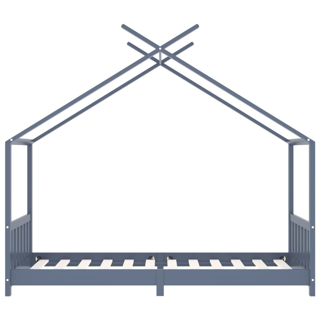 vidaXL Vaikiškas lovos rėmas, pilkos spalvos, 90x200cm, pušies masyvas цена и информация | Vaikiškos lovos | pigu.lt