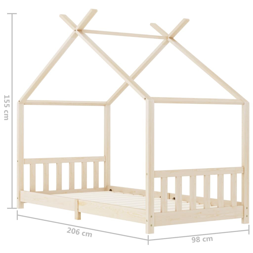 vidaXL Vaikiškos lovos rėmas, 90x200cm, pušies medienos masyvas kaina ir informacija | Vaikiškos lovos | pigu.lt