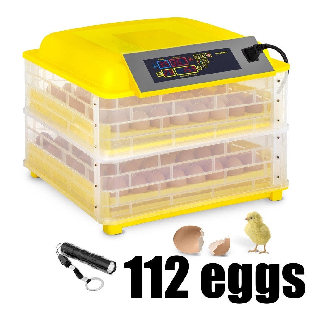 Automatinis kiaušinių inkubatorius, 112 vietų kaina ir informacija | Prekės ūkiniams gyvūnams | pigu.lt