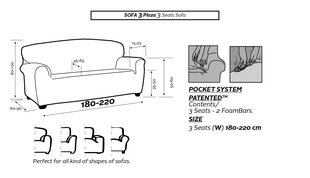 Nueva Texture trivietės sofos užvalkalas 180-220 cm kaina ir informacija | Baldų užvalkalai | pigu.lt