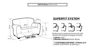 Nueva Texture dvivietės sofos užvalkalas 140-180 cm kaina ir informacija | Baldų užvalkalai | pigu.lt