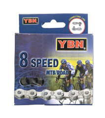 Цепь велосипедная YBN S8 RB (8ск), 1/2 x 3/32, 116 звеньев, наружная ширина цепи 7.3 мм (1221) 0423 цена и информация | Другие запчасти для велосипеда | pigu.lt
