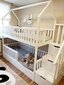 Vaikiška dviaukštė lova namelis R43, 180x90 cm, balta kaina ir informacija | Vaikiškos lovos | pigu.lt