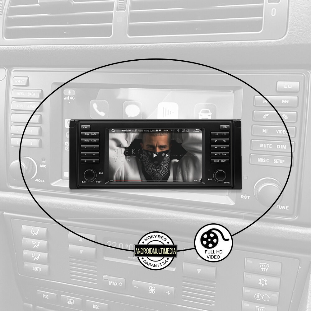 Android multimedia BMW 5 (E39) X5 (E53) 1995-06 цена и информация | Automagnetolos, multimedija | pigu.lt