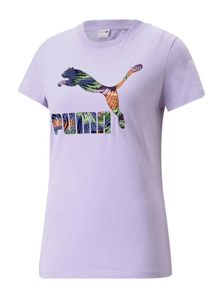 Puma marškinėliai moterims Classics Logo Infill Vivid 234236813, violetiniai kaina ir informacija | Marškinėliai moterims | pigu.lt