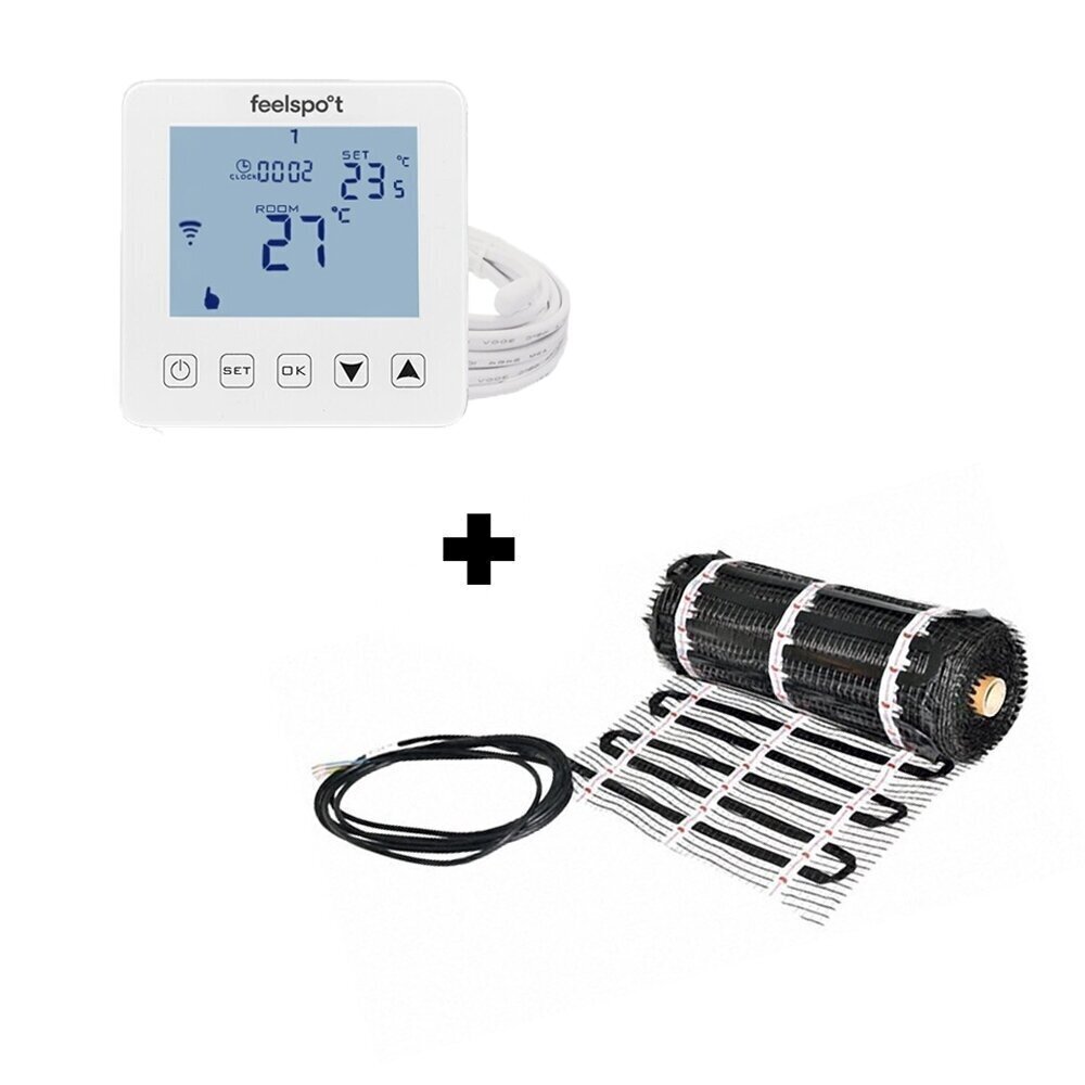 Grindinio šildymo tinklelis Warmset ir neprogramuojamas termostatas Feelspot WTH22.16 WiFi kaina ir informacija | Grindų ir veidrodžių šildymo kilimėliai | pigu.lt
