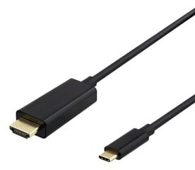 Deltaco, USB-C/HDMI, 1 m kaina ir informacija | Kabeliai ir laidai | pigu.lt