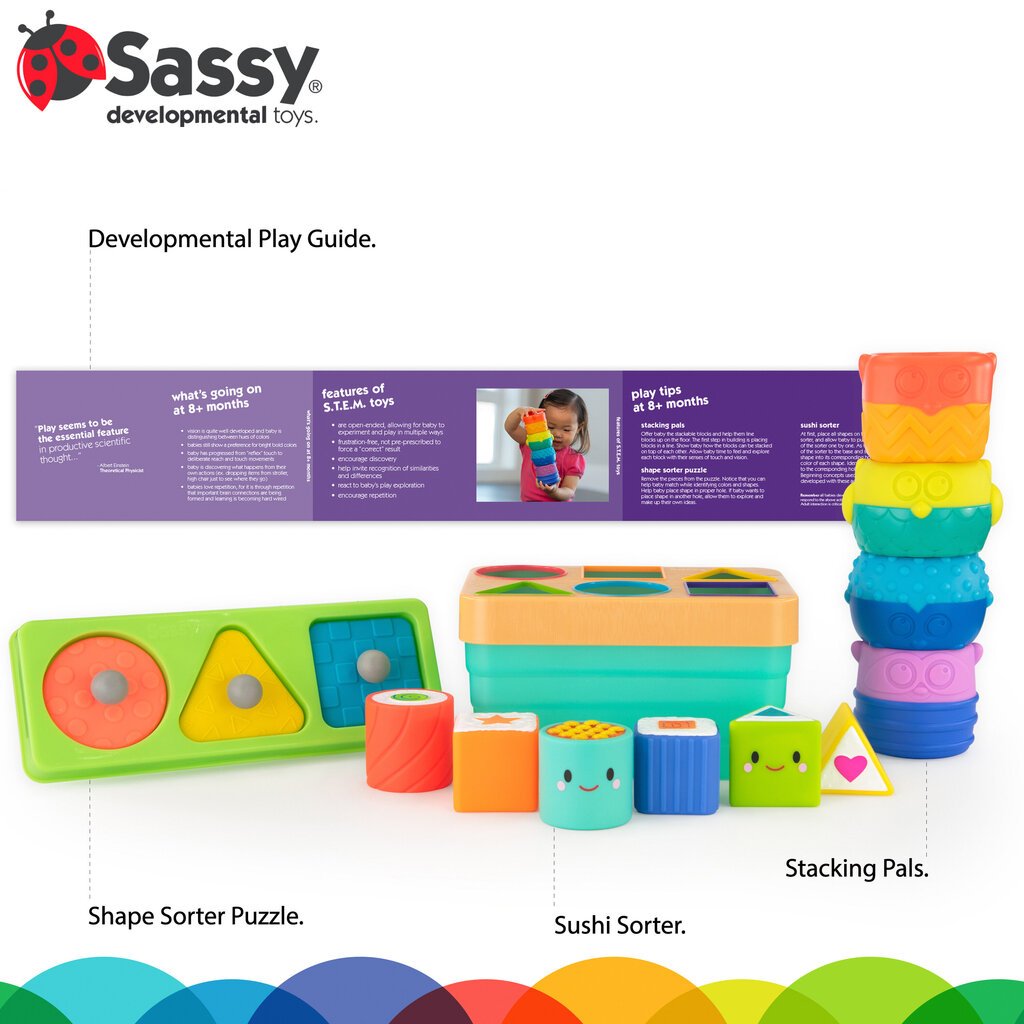 Rinkinys Sassy Stem, 12 d. kaina ir informacija | Žaislai kūdikiams | pigu.lt
