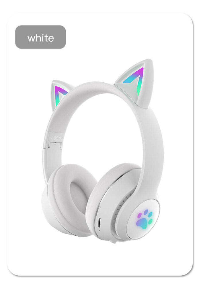 Belaidės RGB ausinės su LED kačių ausimis, L550 kaina ir informacija | Ausinės | pigu.lt