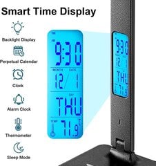 Настольная светодиодная лампа с термометром, часами и функцией беспроводной зарядки цена и информация | Настольные светильники | pigu.lt